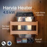 4-Person Electric Heater Outdoor Cedar Barrel Steam Sauna Front Porch Canopy - ETL Certified — product view 5