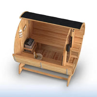 4-Person Electric Heater Outdoor Cedar Barrel Steam Sauna Front Porch Canopy - ETL Certified — product view 8