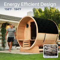 4-Person Electric Heater Outdoor Cedar Barrel Steam Sauna Front Porch Canopy - ETL Certified — product view 9