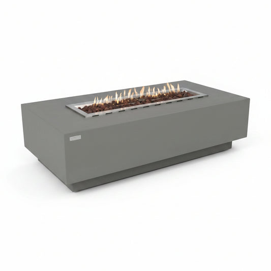 Granville Fire Table Outdoor Fire Pit 60" X 27" Cast Concrete Firepit Includes Lava Rocks 45,000 Btus Outdoor Fireplace for Patio Furniture Set, Deck, Porch, Outdoor Heater - Natural Gas
