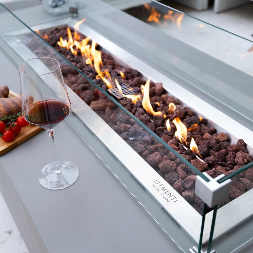 Granville Fire Table Outdoor Fire Pit 60" X 27" Cast Concrete Firepit Includes Lava Rocks 45,000 Btus Outdoor Fireplace for Patio Furniture Set, Deck, Porch, Outdoor Heater - Natural Gas — product view 5