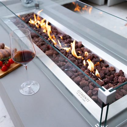 Granville Fire Table Outdoor Fire Pit 60" X 27" Cast Concrete Firepit Includes Lava Rocks 45,000 Btus Outdoor Fireplace for Patio Furniture Set, Deck, Porch, Outdoor Heater - Natural Gas — product view 5