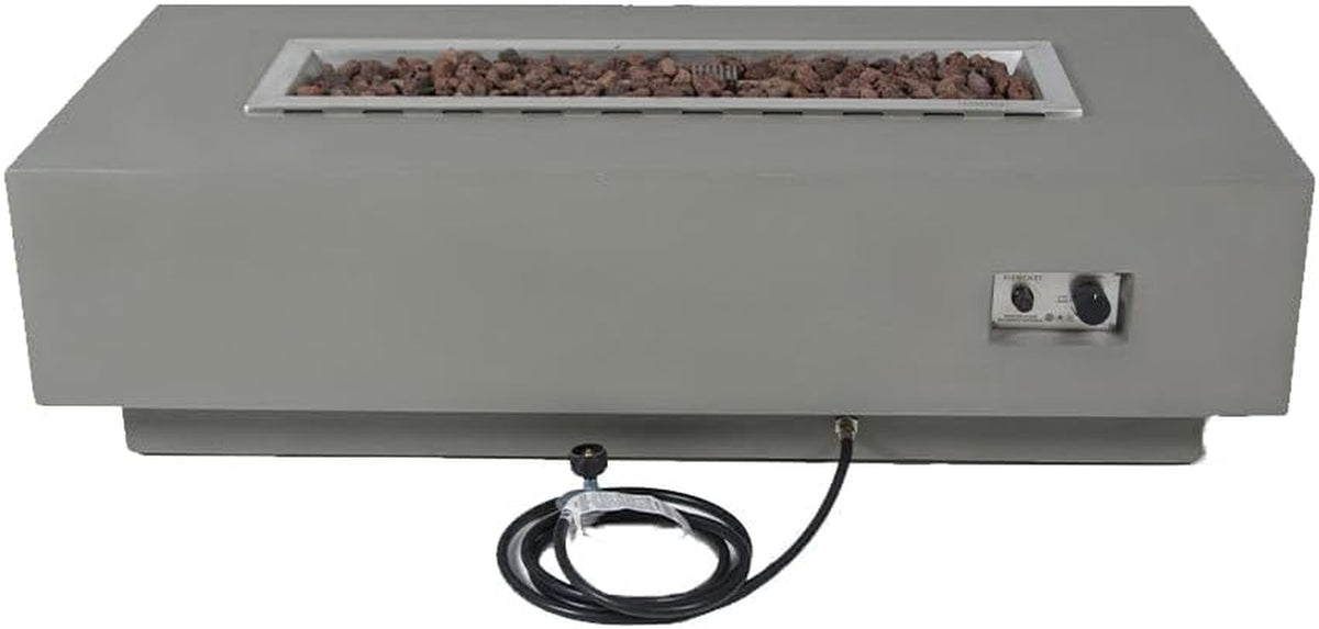 Granville Fire Table Outdoor Fire Pit 60" X 27" Cast Concrete Firepit Includes Lava Rocks 45,000 Btus Outdoor Fireplace for Patio Furniture Set, Deck, Porch, Outdoor Heater - Natural Gas — product view 9