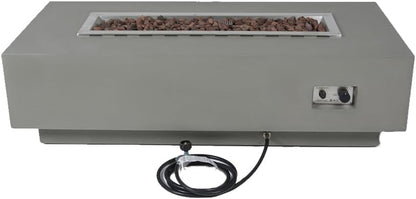 Granville Fire Table Outdoor Fire Pit 60" X 27" Cast Concrete Firepit Includes Lava Rocks 45,000 Btus Outdoor Fireplace for Patio Furniture Set, Deck, Porch, Outdoor Heater - Natural Gas — product view 9