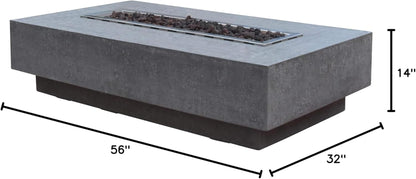 Hampton Fire Table Outdoor Fire Pit 56" X 32" Cast Concrete Firepit Includes Lava Rocks 45,000 Btus Outdoor Fireplace for Patio Furniture Set, Deck, Porch, Outdoor Heater - Liquid Propane — product view 10