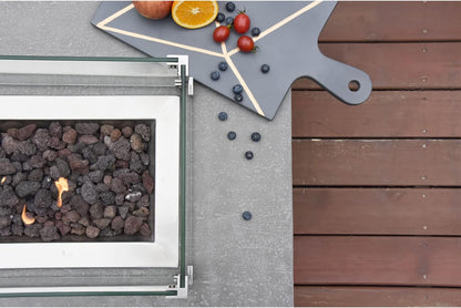 Hampton Fire Table Outdoor Fire Pit 56" X 32" Cast Concrete Firepit Includes Lava Rocks 45,000 Btus Outdoor Fireplace for Patio Furniture Set, Deck, Porch, Outdoor Heater - Liquid Propane — product view 7