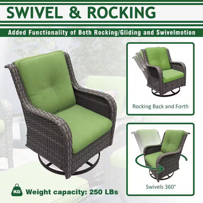 Patio Furniture Set 6-Piece Outdoor Patio Conversation Set with Green Cushions Lawn Furniture — product view 5