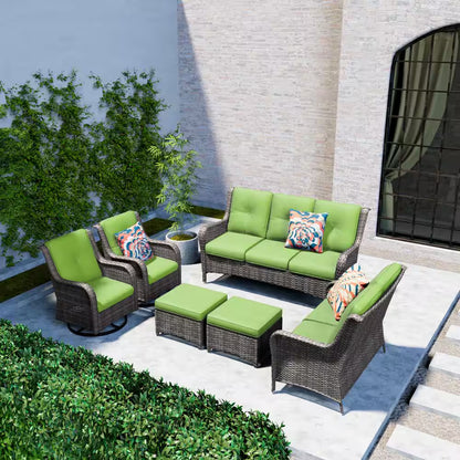 Patio Furniture Set 6-Piece Outdoor Patio Conversation Set with Green Cushions Lawn Furniture — product view 8