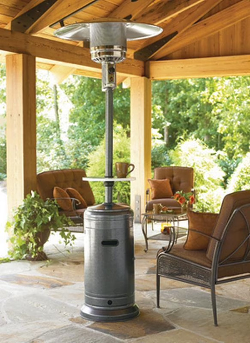 Patio Heater- 87" Tall AZ Patio Heater with Table- Hammered Silver — product view 6