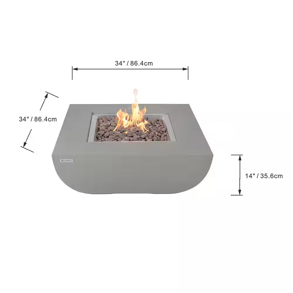 Westport 34 In. X 14 In. Grey round Concrete Propane Pit Table with Electronic Ignition Cover and Lava Rock — product view 3