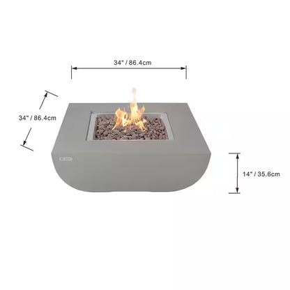 Westport 34 In. X 14 In. Grey round Concrete Propane Pit Table with Electronic Ignition Cover and Lava Rock — product view 3