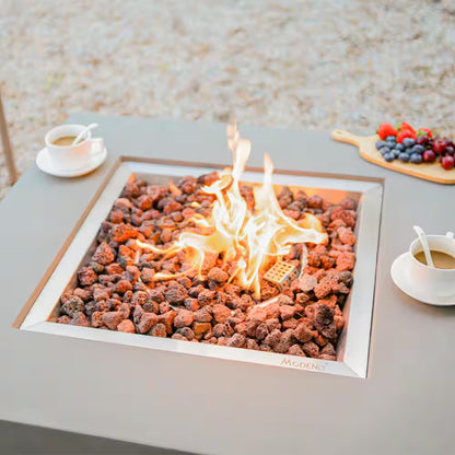 Westport 34 In. X 14 In. Grey round Concrete Propane Pit Table with Electronic Ignition Cover and Lava Rock — product view 7