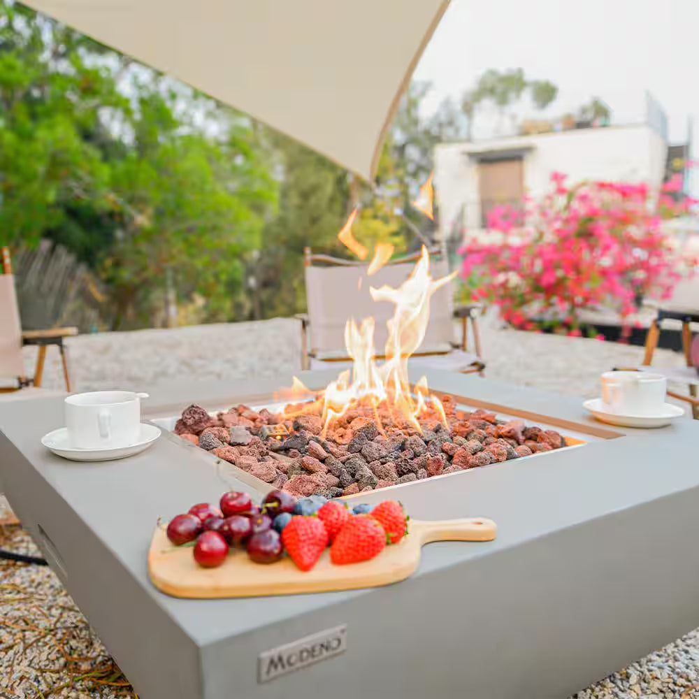 Westport 34 In. X 14 In. Grey round Concrete Propane Pit Table with Electronic Ignition Cover and Lava Rock — product view 8