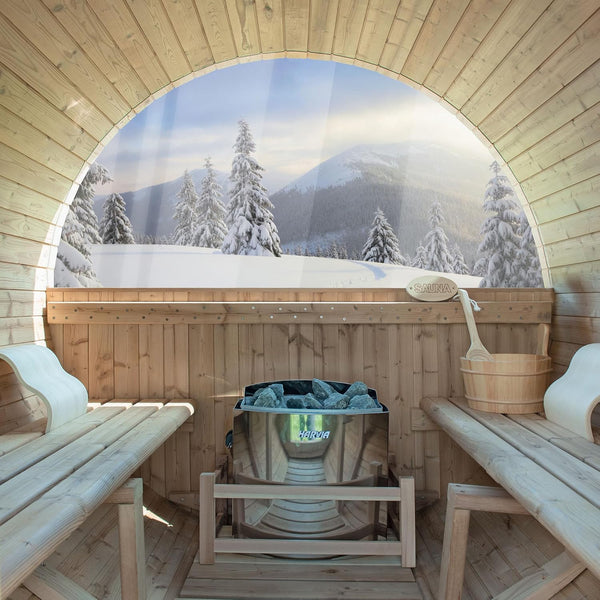 WOODBRIDGE 2-Person Thermo Pine Outdoor Barrel Sauna 4×6